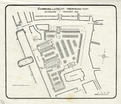 300641 Plattegrond van het Jaarbeursterrein op het Vredenburg te Utrecht met de indeling en nummering van de ...
